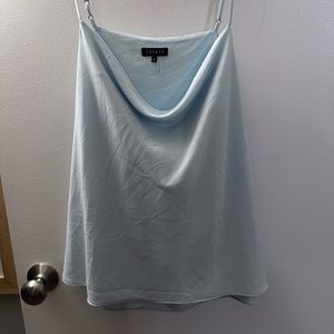 Light blue cowl neck and open back ish blouse tank top by 1 state